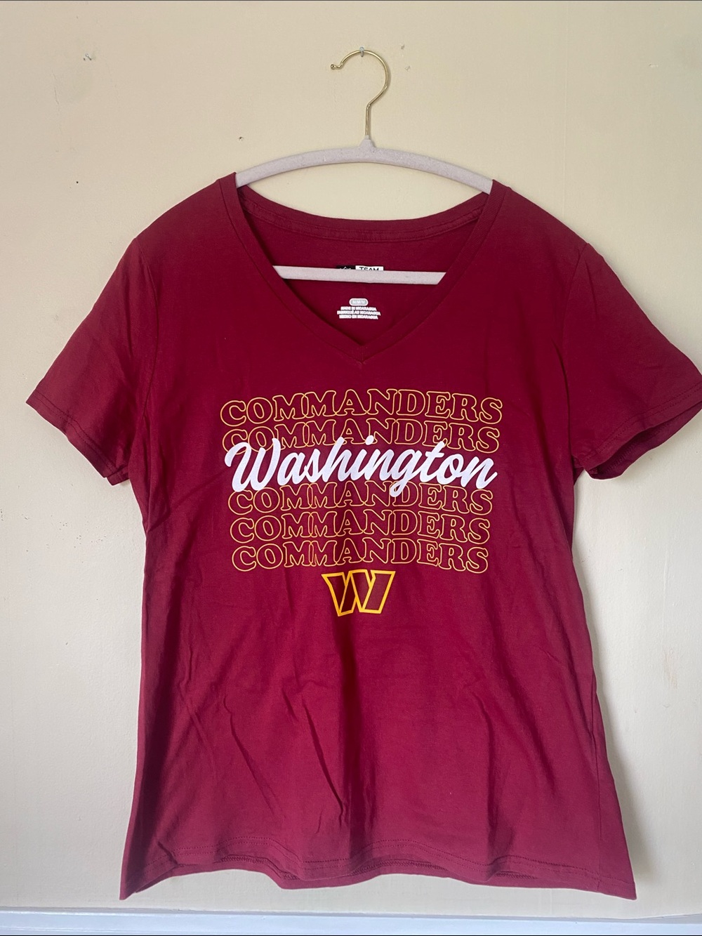 Washington Commanders Women's V-Neck Tee - Burgundy NFL